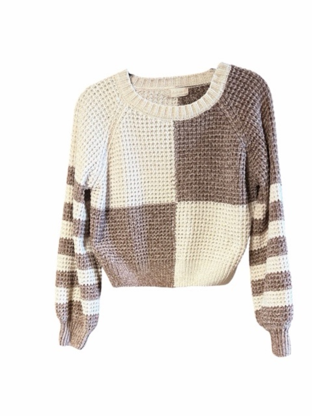 Altar’d State Chenille Colorblock Cropped Sweater